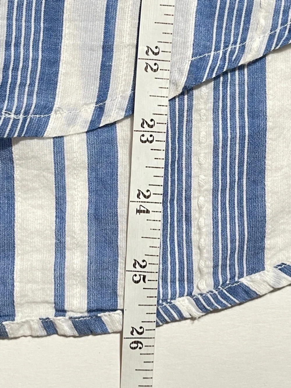 Abercrombie & Fitch Blue White Stripe Popover Shirt Coastal Boho Cotton Top M - Picture 5 of 8